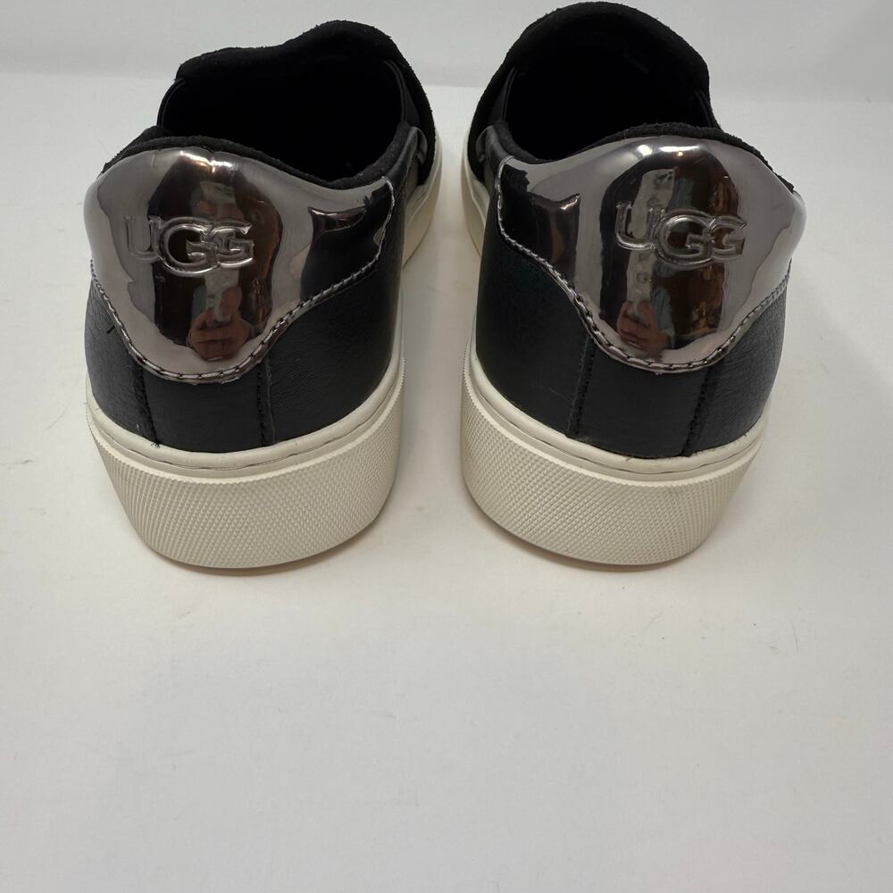 Ugg Jass Leather Slip-on Sneaker Womens 8 Black Silver Preppy Casual Shoes NWT - Picture 5 of 12